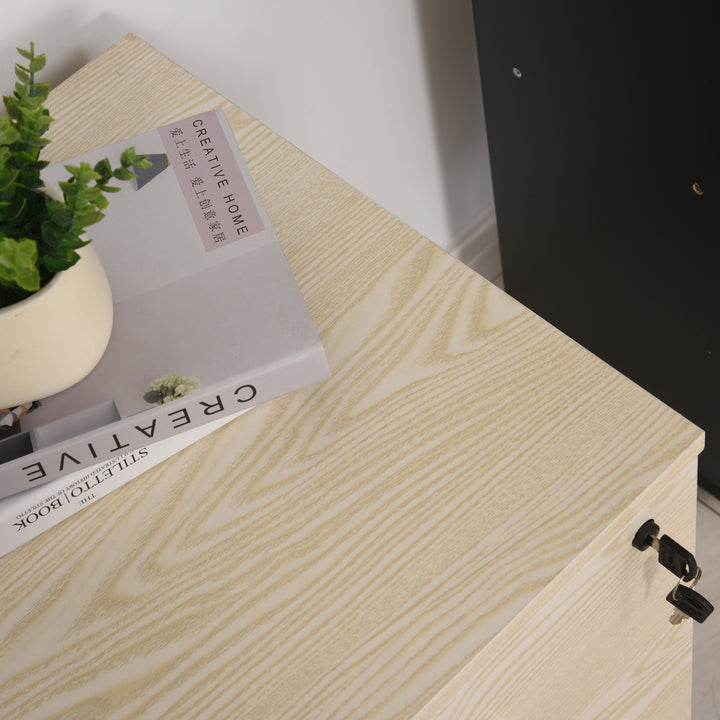 MCL 2-Drawer Locking Office Filing Cabinet w/ 5 Wheels Rolling Storage Hanging A4 Cupboard Home Organisation, Oak Wood Grain