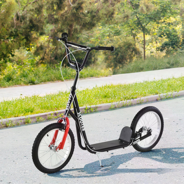 HOMCOM Kids Scooter with Height-Adjustable Handlebar, Non-Slip Deck, and Dual Brakes, for Children 5+ Years, Black