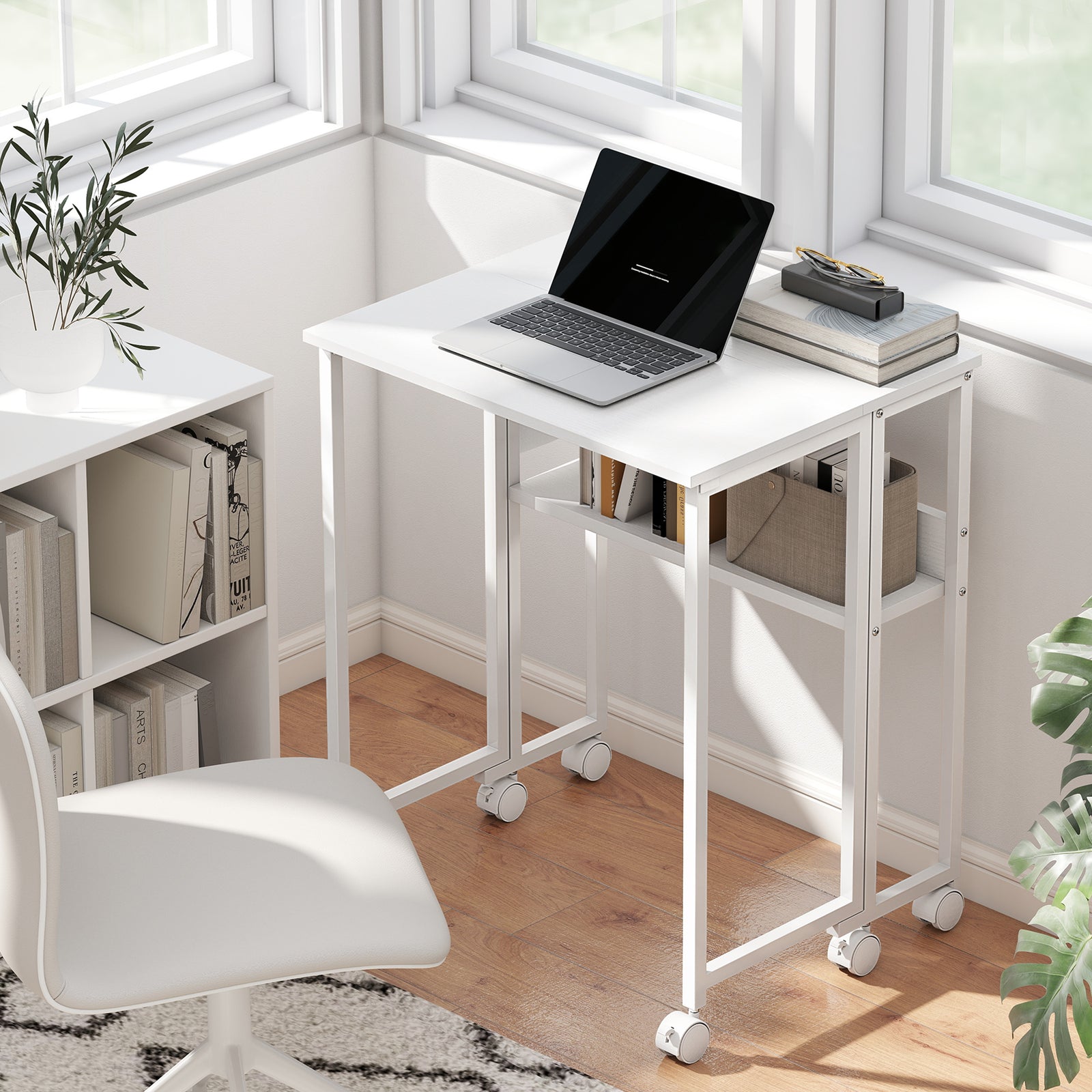 63 cm Drop Leaf Writing Work Desk - White