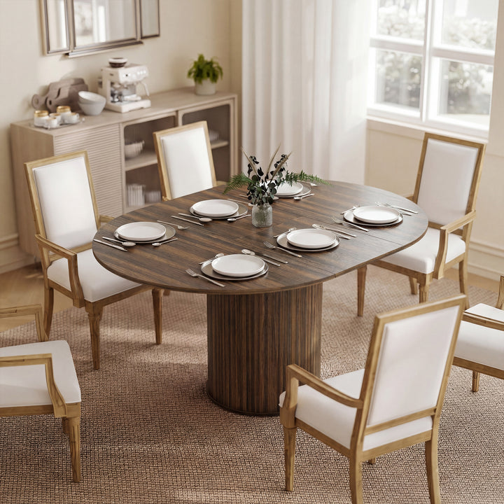 Extendable Round Dining Table Kitchen Table Hidden Leaf Storage - view 2