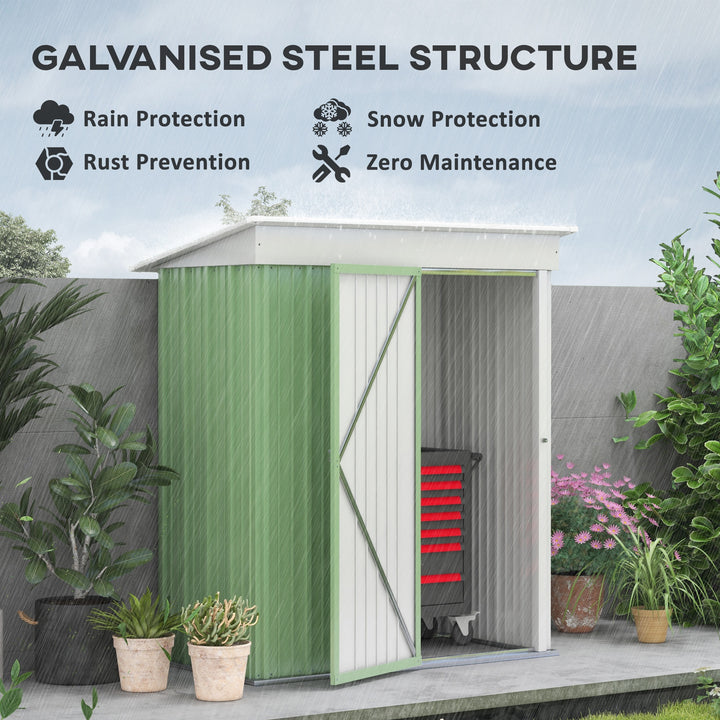 Outsunny 5'x3'x6' Metal Garden Shed Roofed Lean