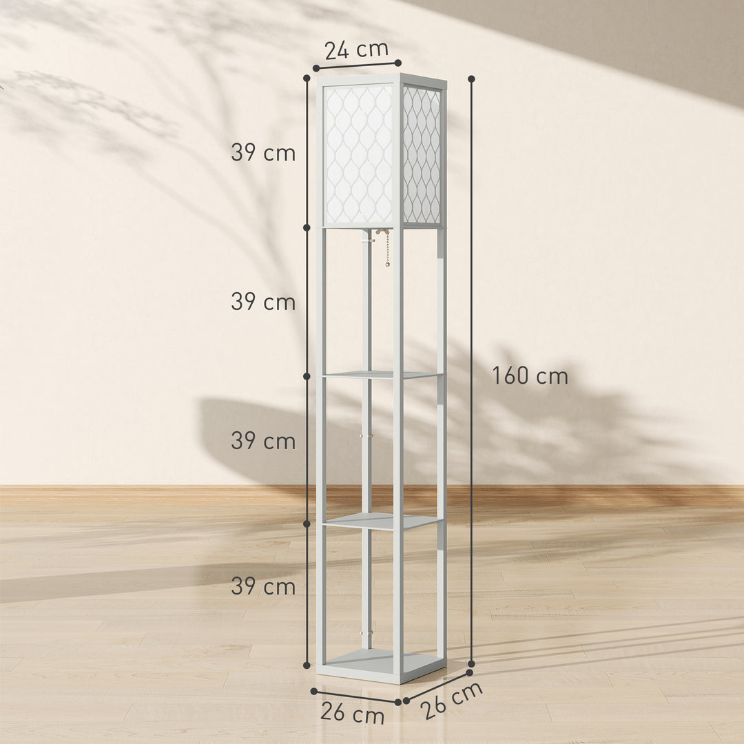 Three-Shelf Standing Lamp - Grey/White