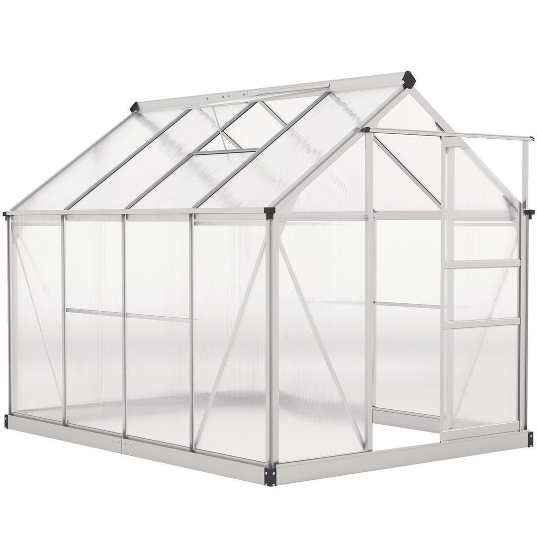 6 x 8ft Walk-In Greenhouse, with Sliding Door - Clear