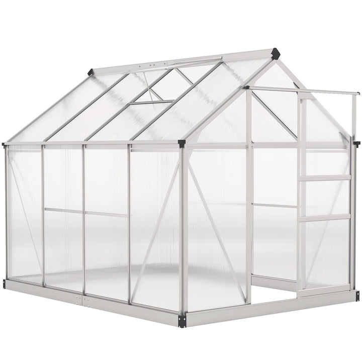 6 x 8ft Walk-In Greenhouse, with Sliding Door - Clear