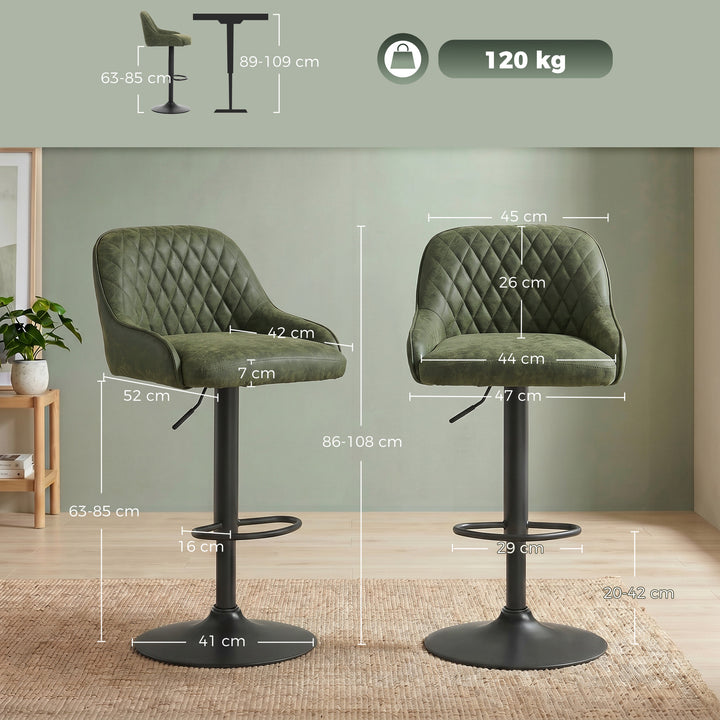 Bar Stools Adjustable Swivel Kitchen Chairs with Backrest Set of 2 for