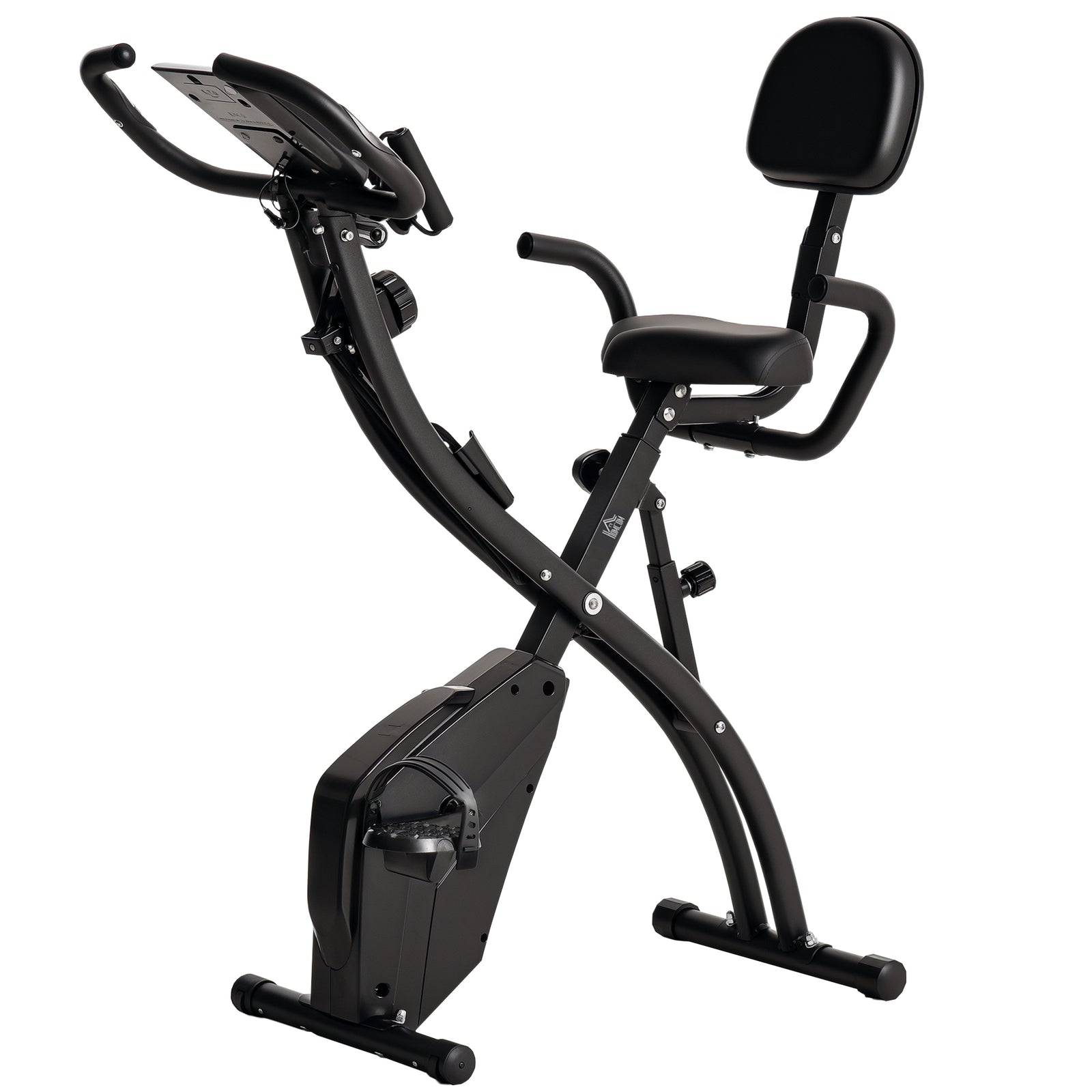 2-in-1 Folding Exercise Bike with 8-Level Magnetic Resistance, Arm Resistance Band, Pulse Sensor, Black