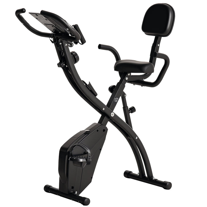 MCL 2-in-1 Folding Exercise Bike with 8-Level Magnetic Resistance, Arm Resistance Band, Pulse Sensor, Black