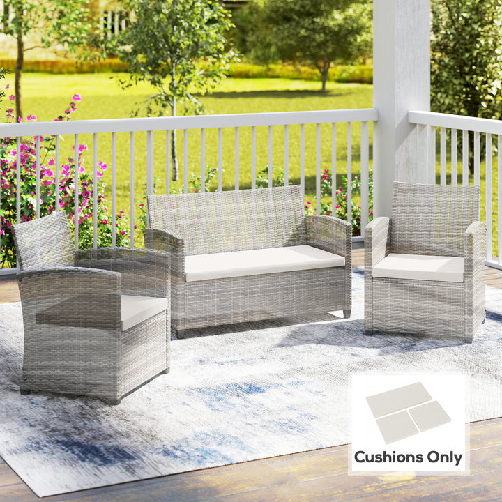 Outdoor Seat Cushion Pads for Rattan Furniture, 3 PCs Garden Furniture