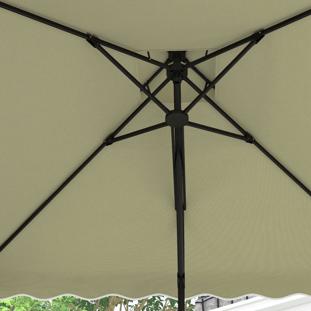 Outsunny 2.5m Square Double Top Garden Parasol Cantilever Umbrella with Ruffles, Beige