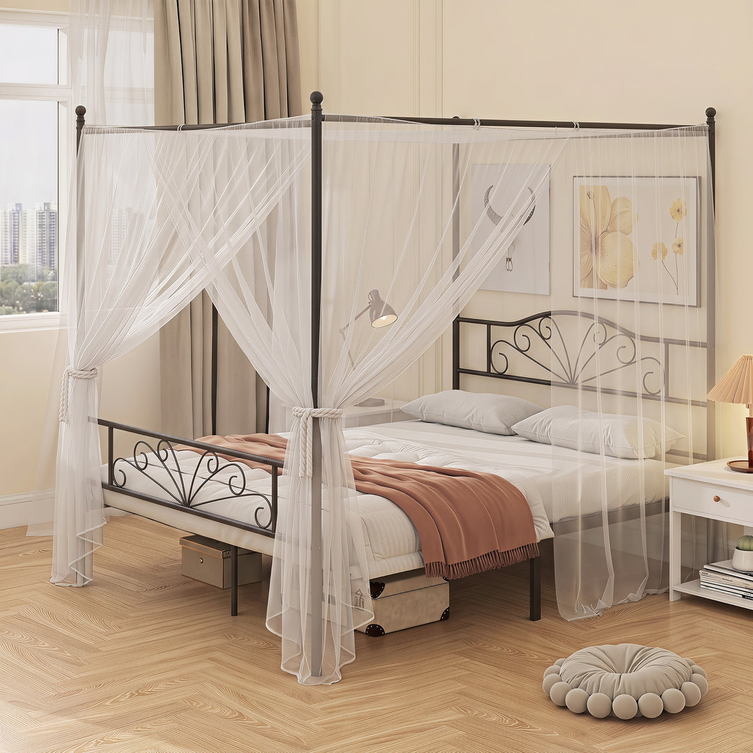 Canopy Bed Frame King Size, Metal Platform Bed Frame with Headboard - view 2