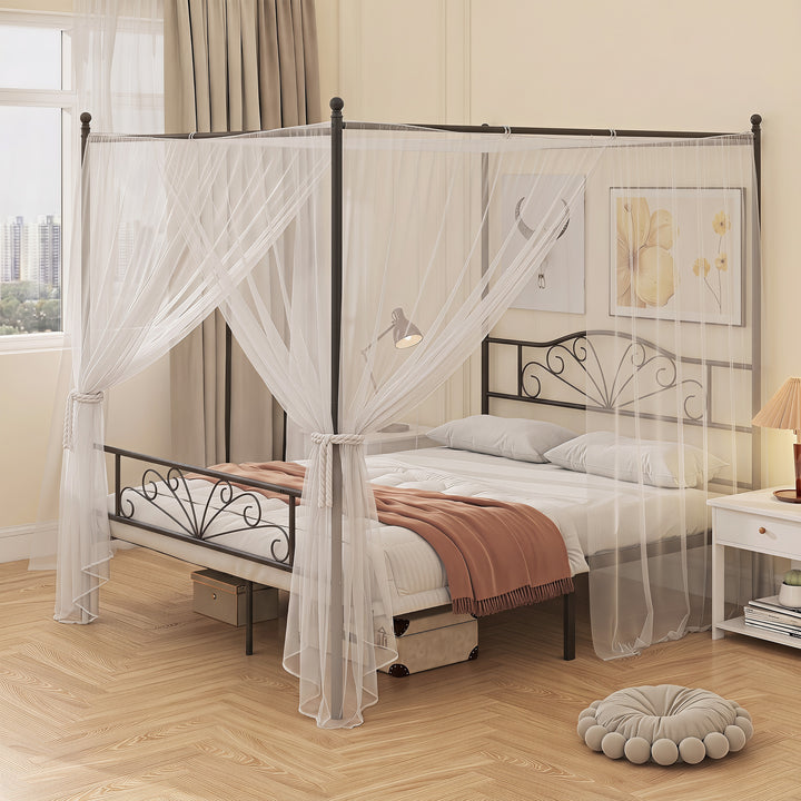 Canopy Bed Frame King Size, Metal Platform Bed Frame with Headboard - view 2