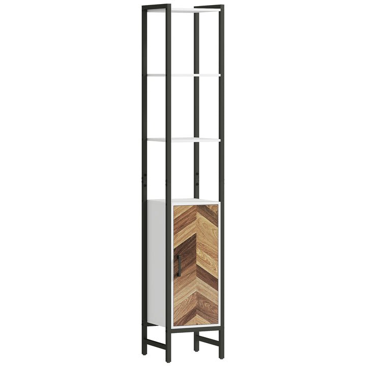 Tall Bathroom Cabinet with 3 Shelves, Slim Storage Cabinet with Adjustable Shelf, Narrow Tallboy Cupboard, Bathroom Storage Unit for Kitchen, Living Room, Hallway, 30 x 30 x 170 cm
