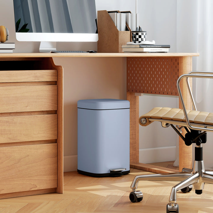 20L Modern Boxy Metal Home Kitchen Bin - Light Blue