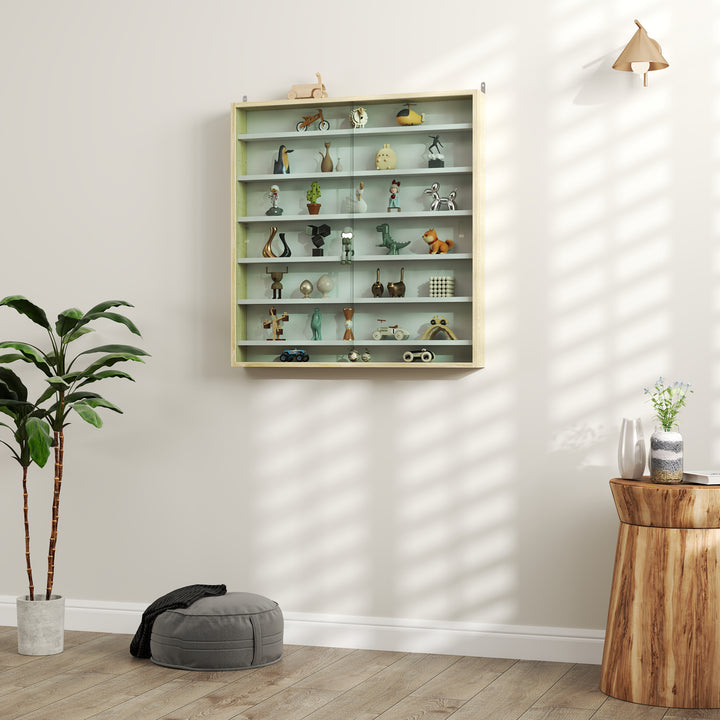 Six Shelf Display Cabinet, with Glass Doors - Brown