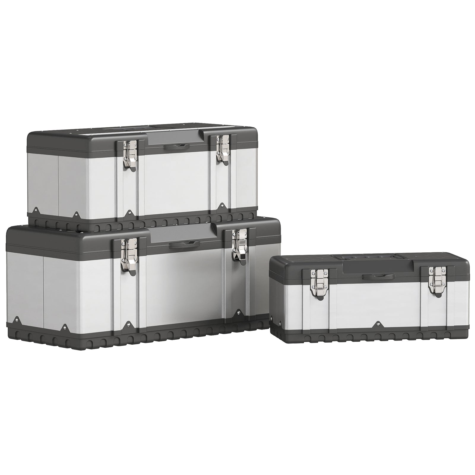 3 Pieces Stainless Steel Toolbox Set, 23"/ 19"/ 16"