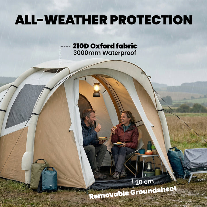 Inflatable Camping Tent w/ Air Pump, Easy Setup 2-3 Person Blow Up Ten