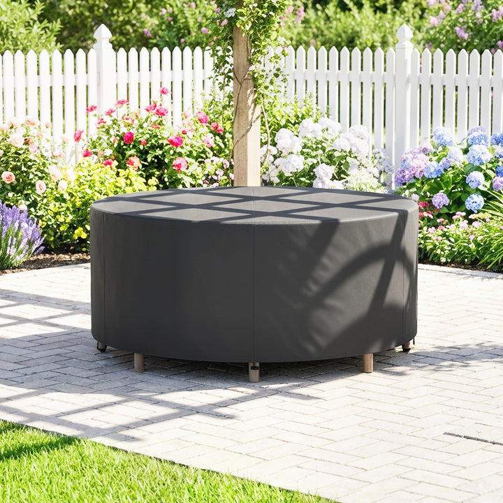 Round Garden Furniture Cover, Waterproof Garden Table Cover, 420D Heav