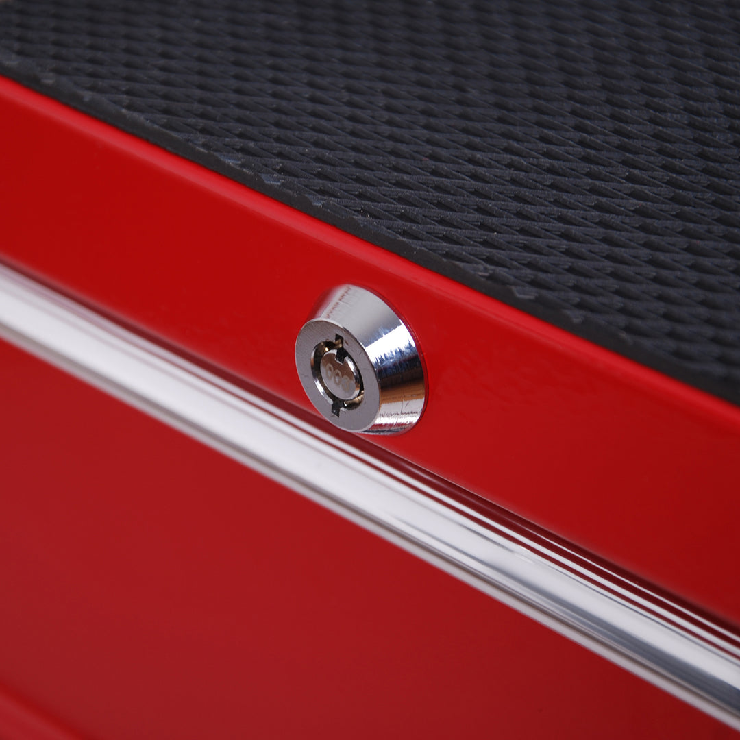 MCL 5 Drawer Tool Box on Wheels, Lockable Steel Tool Cabinet with Side Handle, Red