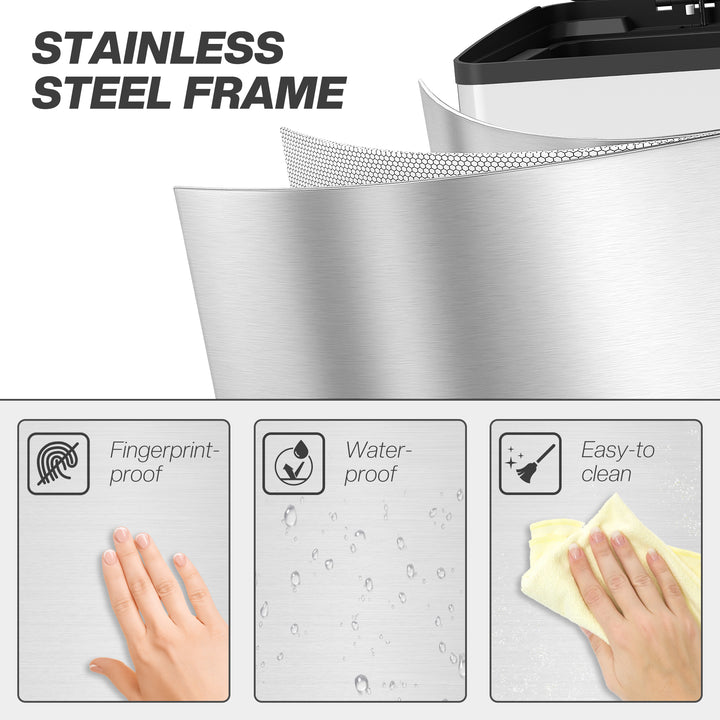 40L Dual Compartment Stainless Steel Bin, with Deodoriser Holders - Silver Tone