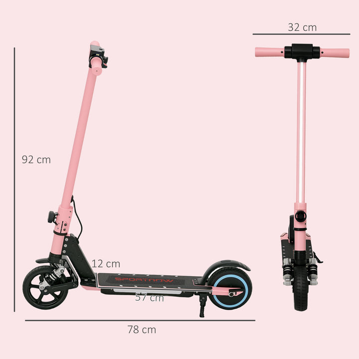 Folding Electric Scooter for Kids Age 6-14 with Dual Brakes, Front Suspension, LED Colourful Lights and Display, 6.8kg Lightweight Aluminium E Scooter, Up to 14 KM/H & 6 KM, Pink