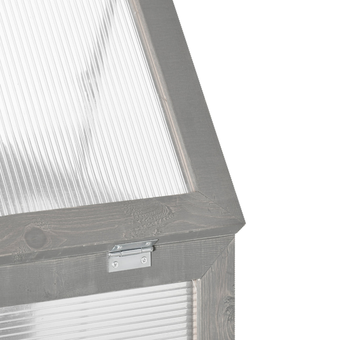 3-tier Wood Greenhouse Garden Polycarbonate Cold Frame Balcony Grow House w/ Storage Shelf for Plants, Flowers, Dark Grey