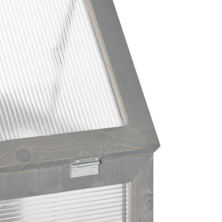 3-tier Wood Greenhouse Garden Polycarbonate Cold Frame Balcony Grow House w/ Storage Shelf for Plants, Flowers, Dark Grey