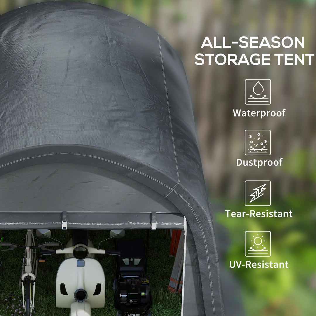 3 x 3(m) Garden Storage Tent, Heavy Duty Outdoor Shed, Waterproof Portable Shed Storage Shelter with Galvanised Steel Frame for Bike, Motorcycle, Garden Tools