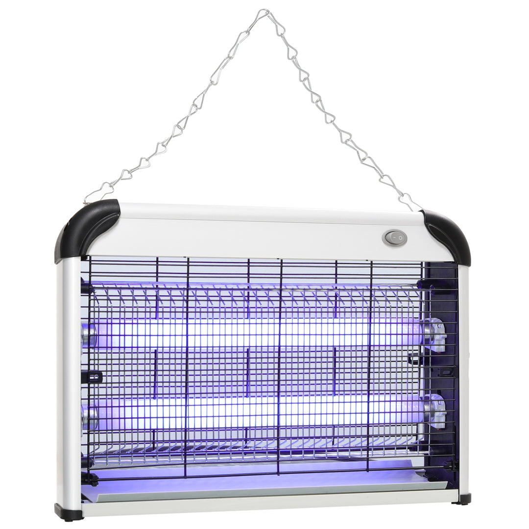 Electric Fly Zapper, 20W Electric Fly Killer, Wall Hanging Bug Zapper Indoor & Outdoor Attracting Insect Mosquito Killer, Silver Tone