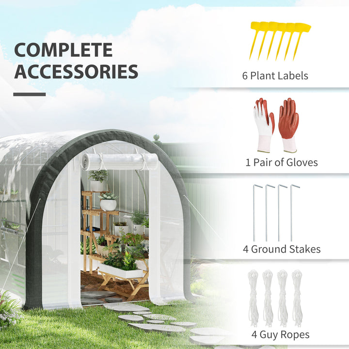 3 x 2(m) Walk-In Tunnel Greenhouse, with Accessories - White