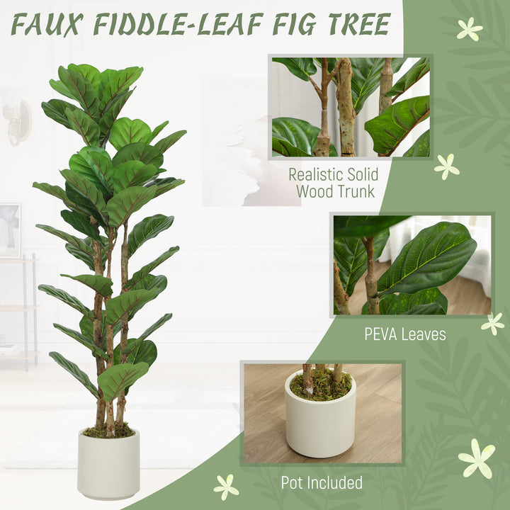 120cm Artificial Fiddle Leaf Fig Tree - Green