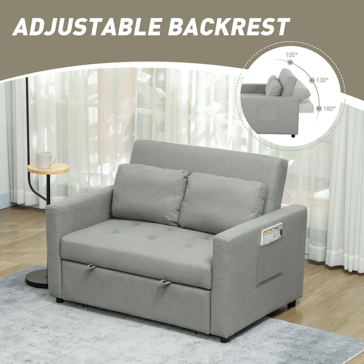 Velvet-Feel Two-Seater Sofa Bed - Light Grey