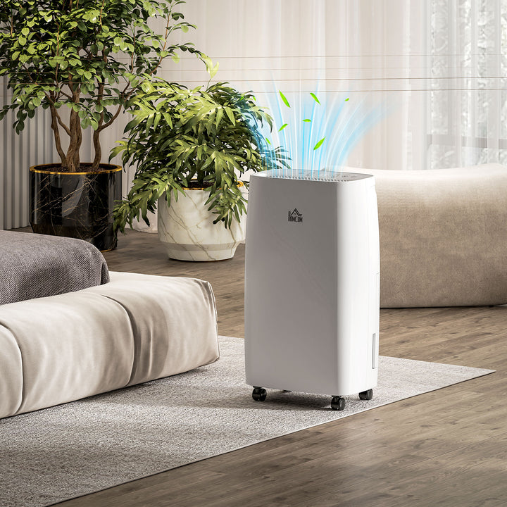 12L/Day Dehumidifier with Continuous Drainage, 2.5L Water Tank, 24H Timer, Humidity Display, for Home Damp, Condensation, Mould and Laundry Drying, White