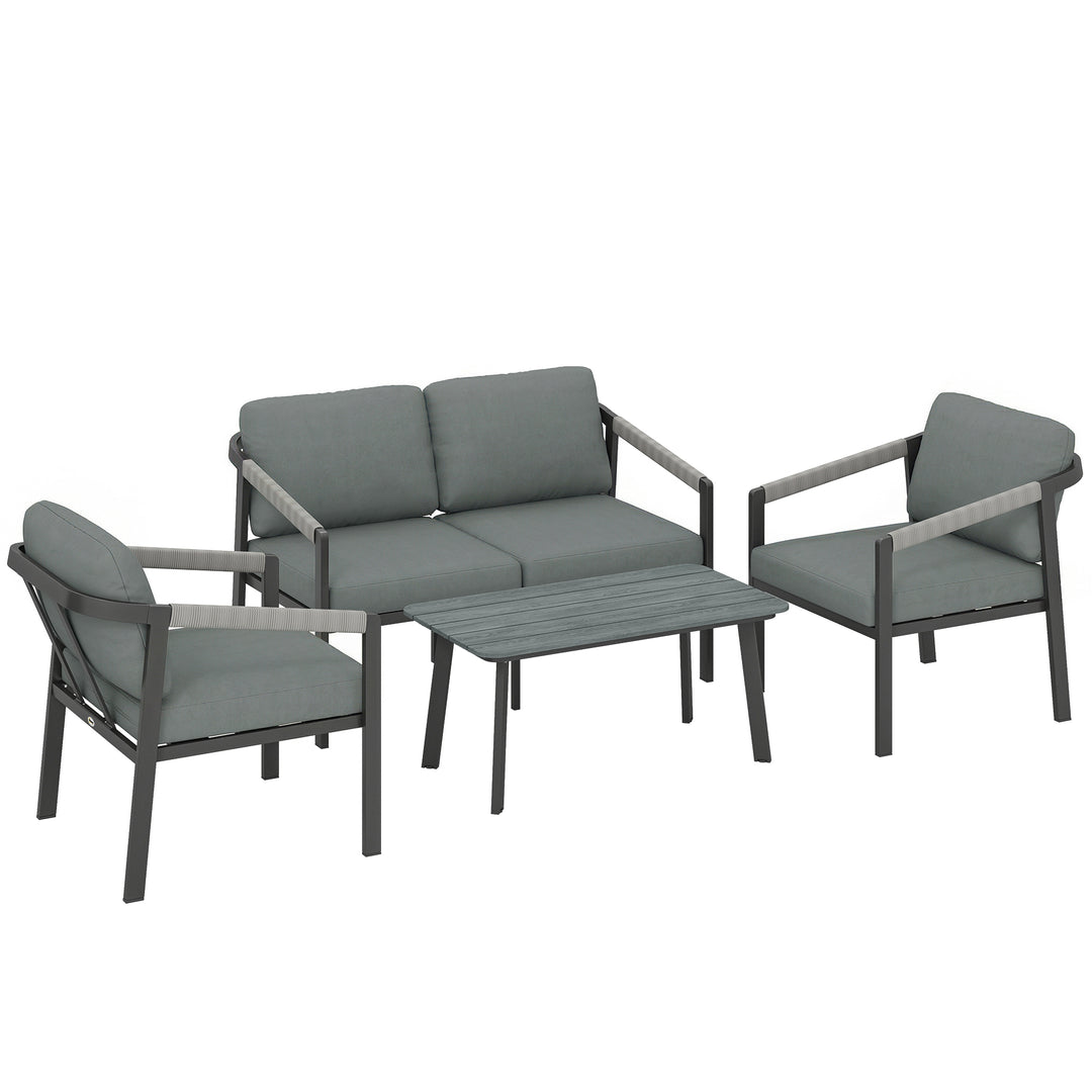 Aluminium Garden Furniture Set, 4 Seater Outdoor Patio Furniture with 