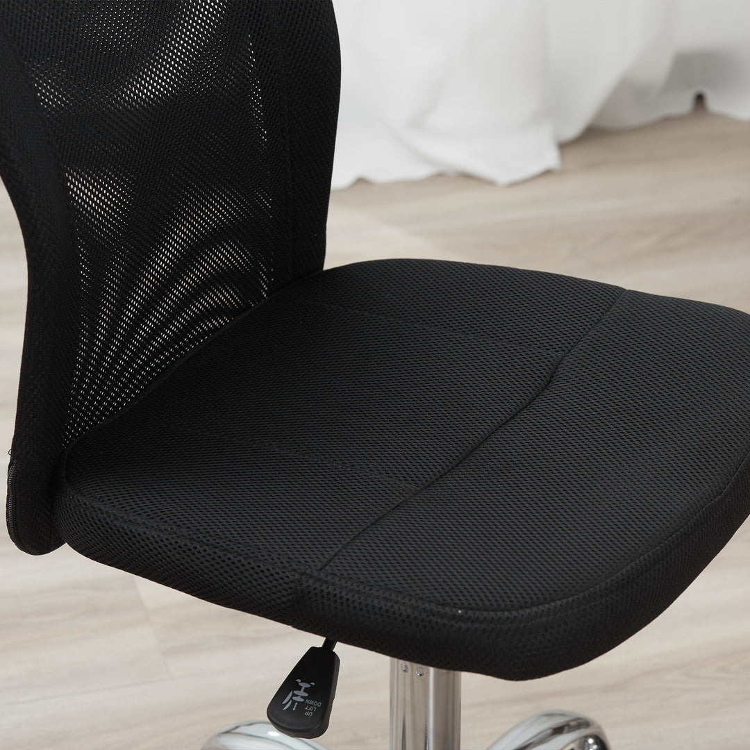 Office Chair, Armless Desk Chair, Adjustable Computer Swivel Chair with Rolling Wheels and Mesh Back for Home Work Study, Black