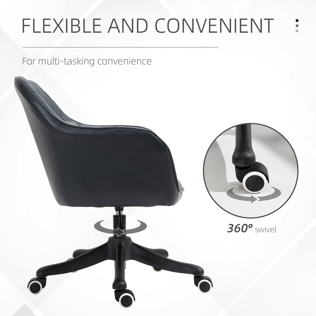 Velvet Office Chair, Desk Chair, Makeup Vanity Chair with Massage Lumbar Pillow and Rolling Wheels for Bedroom and Home, Deep Blue