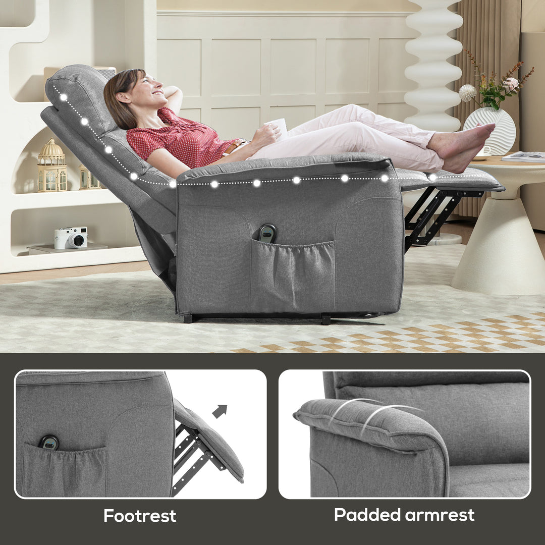 Electric Riser Recline Armchair, with Footrest - Grey