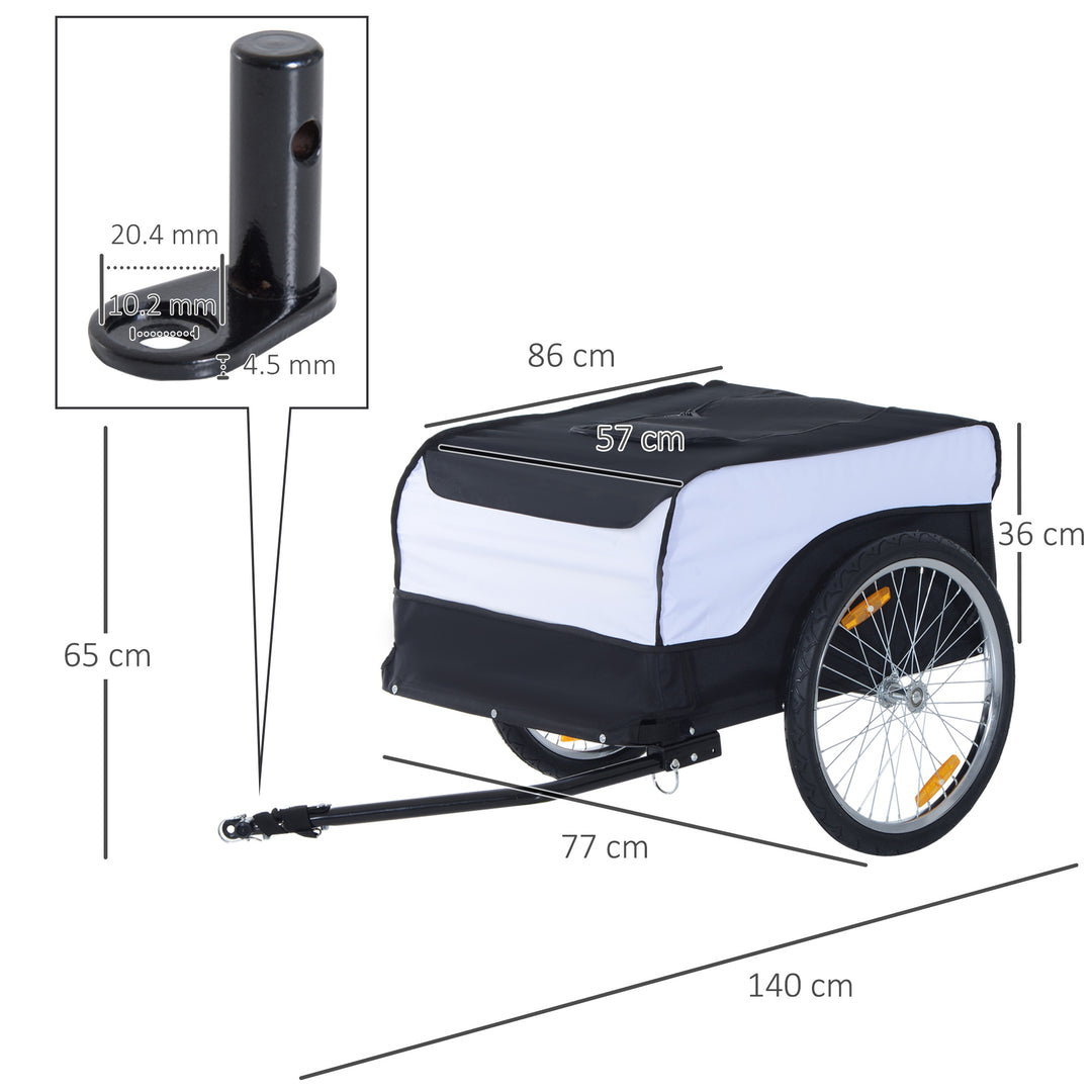 MCL Bike Trailer Cargo in Steel Frame Extra Bicycle Storage Carrier with Removable Cover and Hitch (White and Black)