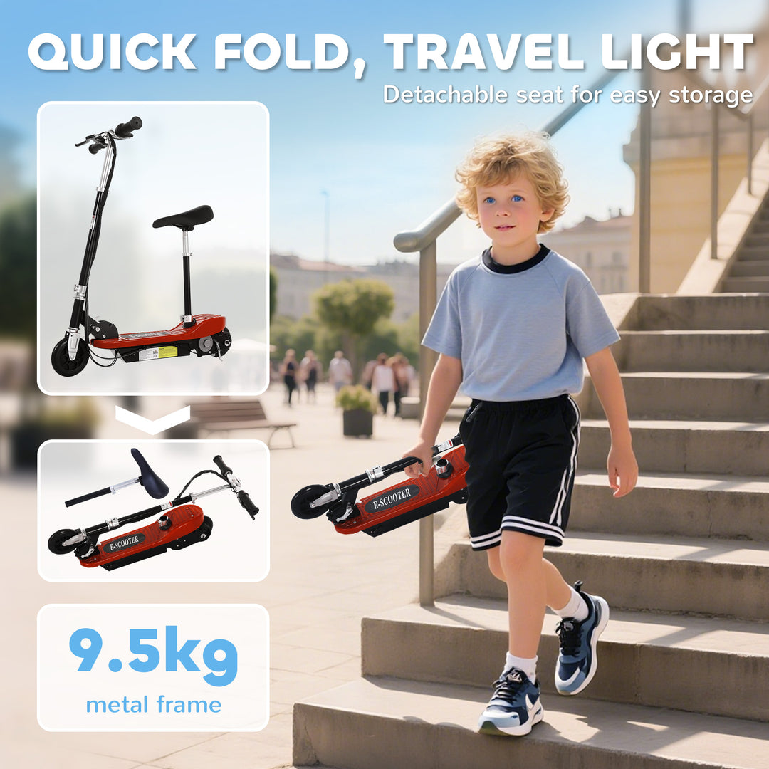 MCL Powered E-Scooter Ride-On, with Brakes, Adjustable Seat, Adjustable Handlebars, Red