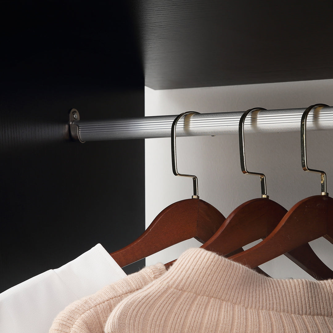 MCL Open Wardrobe Double Mobile Storage Shelves Organizer W/6 Wheels-Black