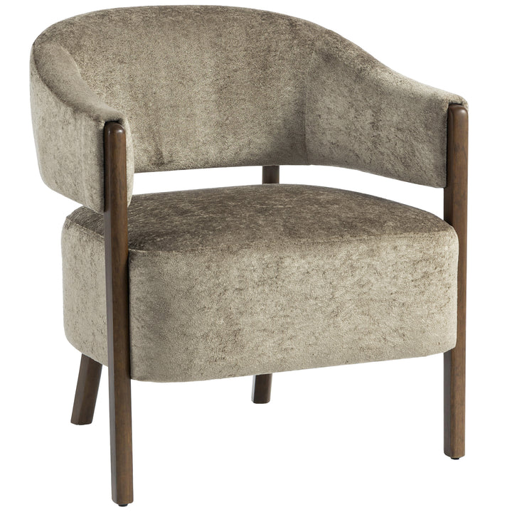 Accent Chair, Upholstered Tub Chair with Solid Wood Frame and Legs, Li