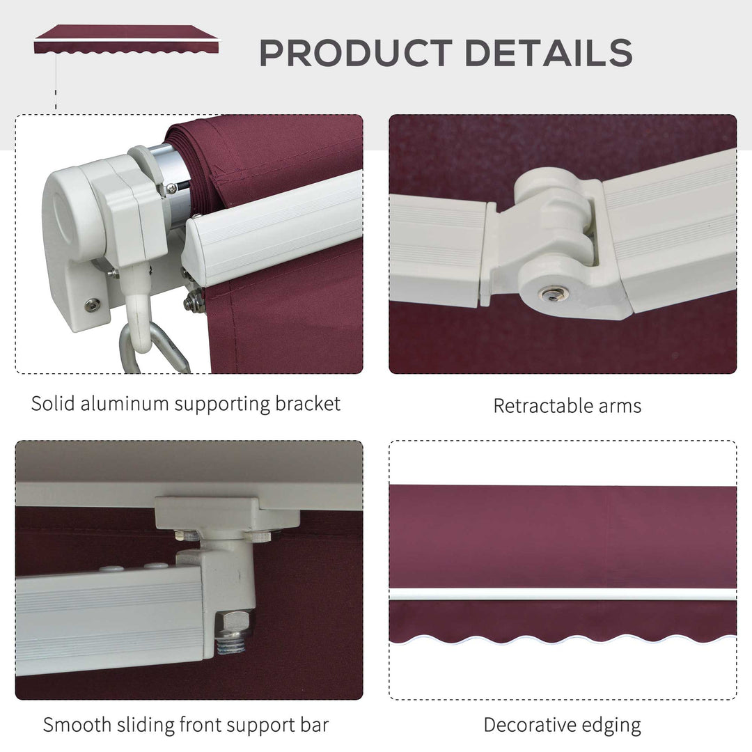 Manual Retractable Awning, 3x2.5 m-Red
