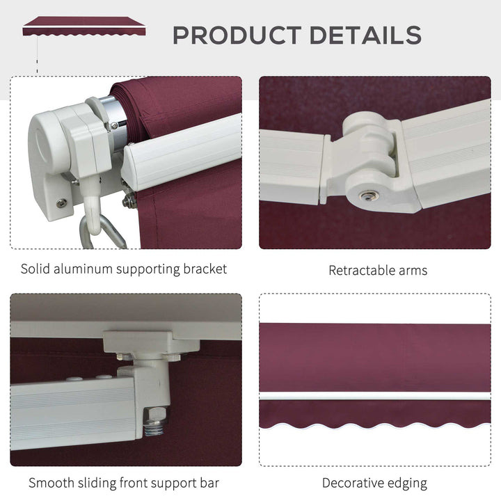 Manual Retractable Awning, 3x2.5 m-Red