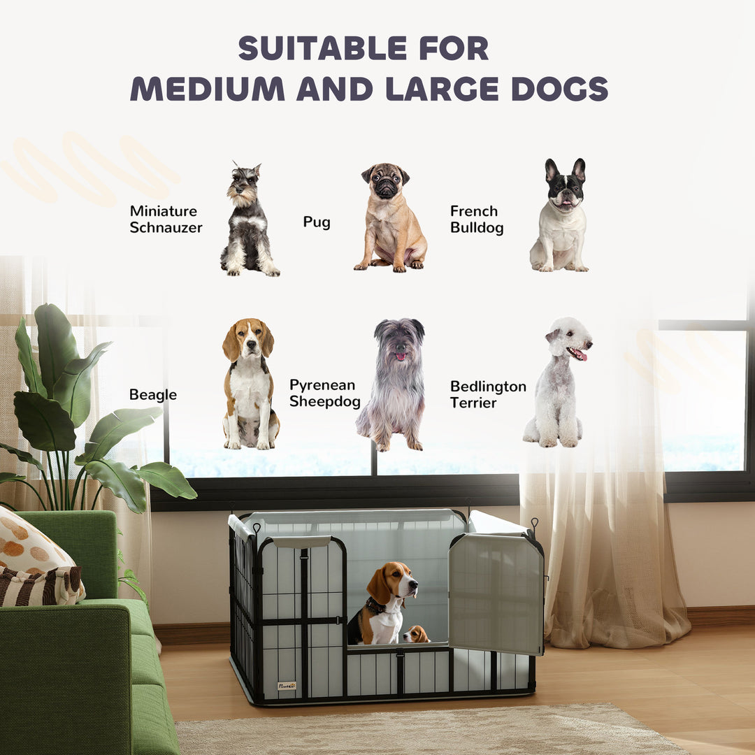 Steel Dog Whelping Box with Washable Whelping Pad, Wind-Resistant Clot