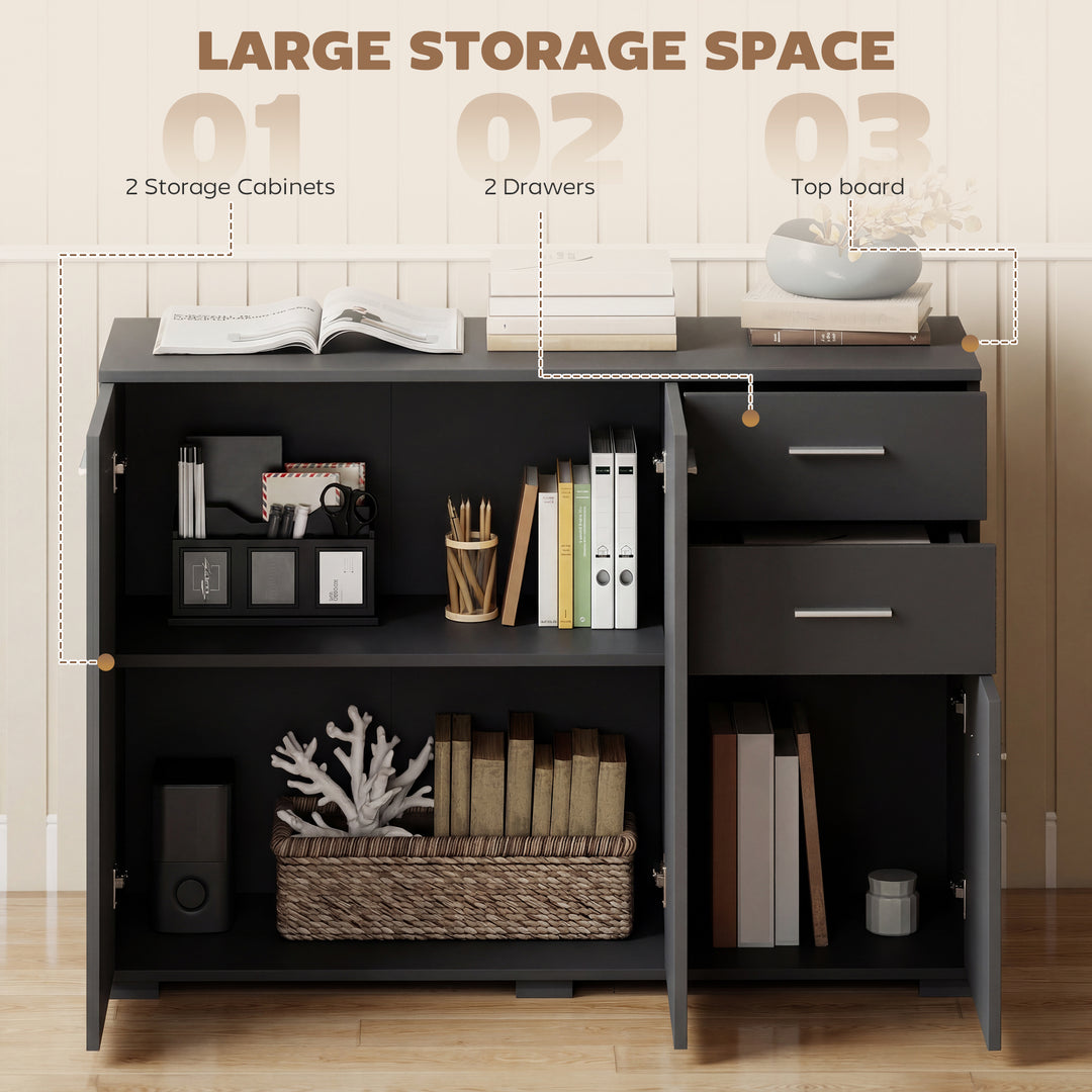 Sideboard, Modern Storage Cabinet with 2 Drawers, 3 Doors and Adjustab
