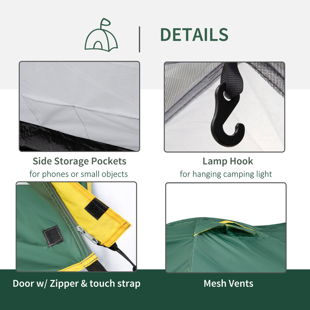 MCL Dome Tent for 2 Person Camping Tent with Large Windows, Waterproof Green and Yellow