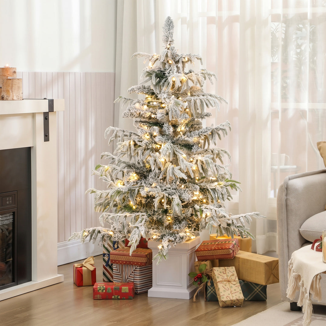 4ft Prelit Flocked Christmas Tree, Artificial Snow Flocked Spruce - view 4