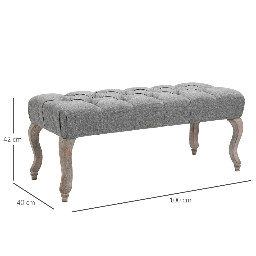 MCL Tufted Upholstered Accent Bench Window Seat Bed End Stool Fabric Ottoman for Living Room, Bedroom, Hallway