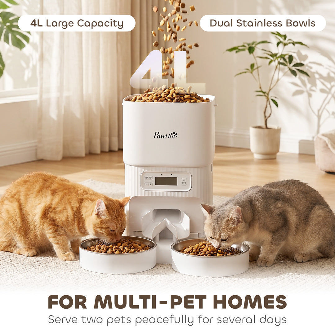 Automatic Cat Feeder Timed Portion Control Pet Food Dispenser with 2 S