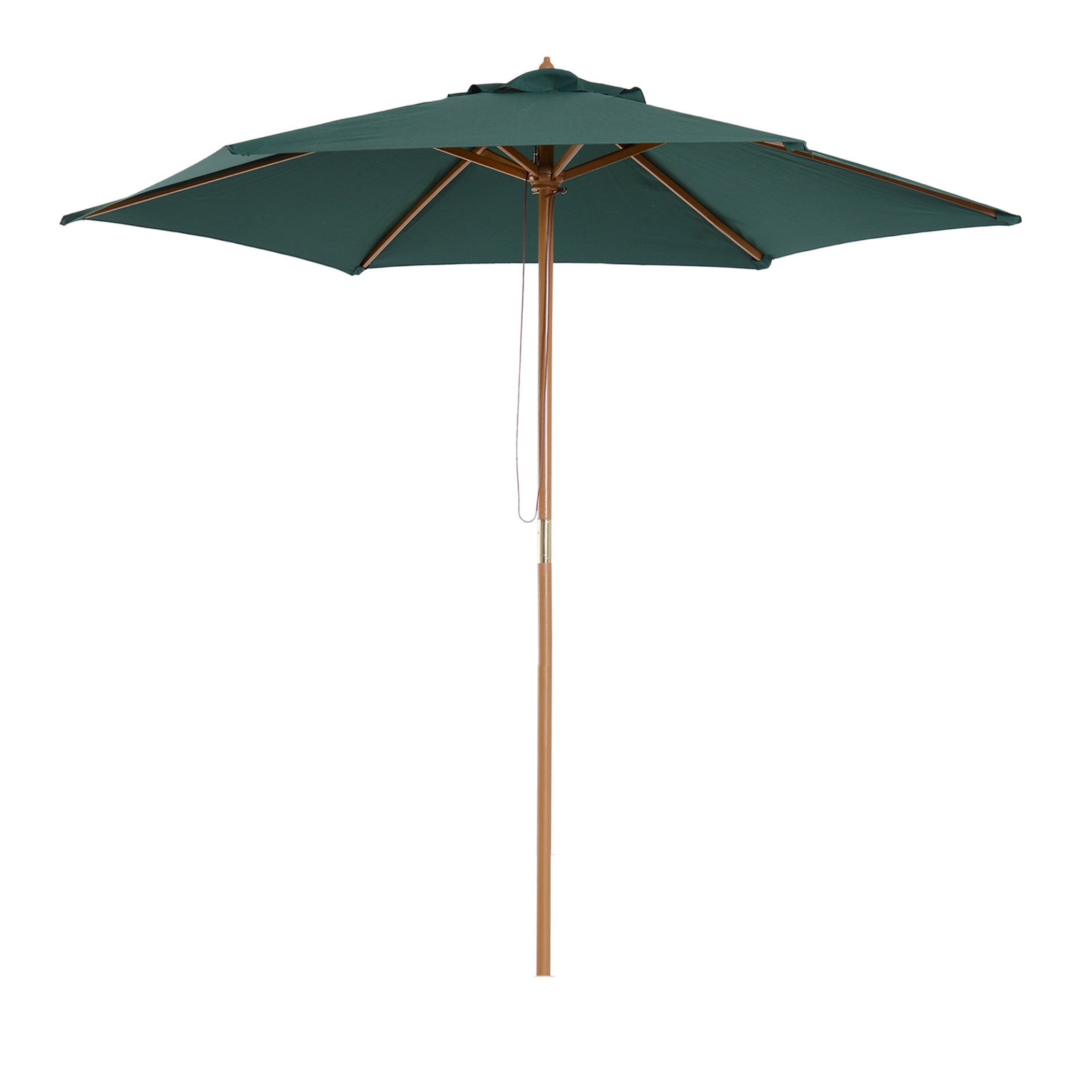 2.5m Wood Garden Parasol Sun Shade Patio Outdoor Wooden Umbrella Canopy Green