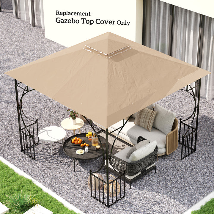 3x3(m) Replacement Gazebo Canopy, Double Tier Roof Top for Garden, Patio, Outdoor, Khaki (TOP ONLY)